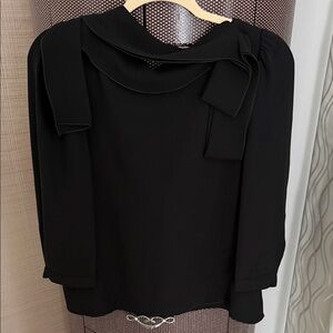 Chic Black Women's Blouse with Bow Detail